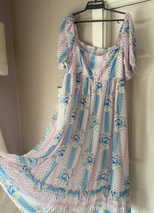 Pastel Cottagecore Blue Pink Floral Midi Dress Puff Sleeves Size 22 Fairycore Dreamy, brand: dollybow, condition: Very good, size: 5XL / 22, £22.00, £23.80 includes Buyer Protection