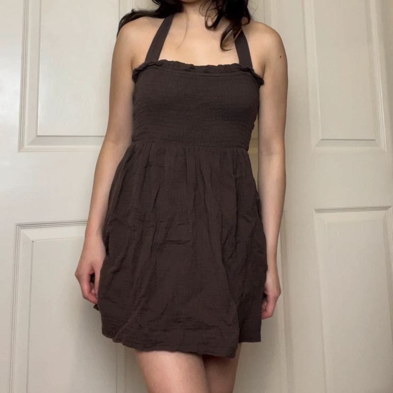 Halter Rhea Mini Dress Brown | Princess Polly 2