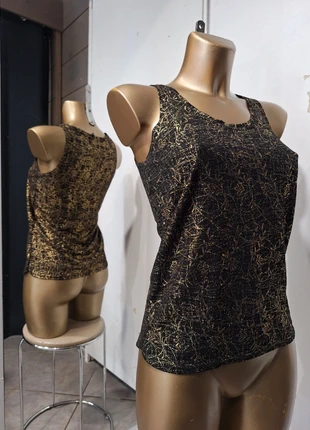 Top débardeur noir & doré, merk: School Rag, staat: Heel goed, maat: S / 36 / 8, € 10,00, € 11,20 inclusief Kopersbescherming