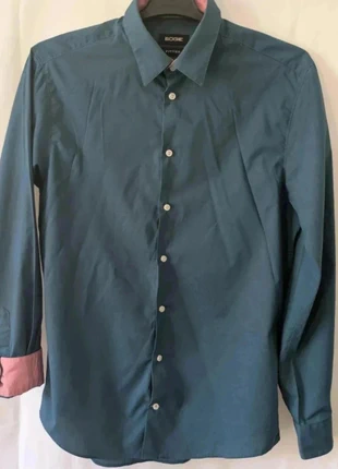 Chemise homme Bogie M (39-40) bleu-vert intérieur rose – boutons siglés, brand: Bogie, condition: Very good, size: M, €13.00, €14.35 includes Buyer Protection