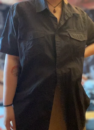 Chemise à manches courtes noire, condition: Very good, size: L, €3.00, €3.85 includes Buyer Protection