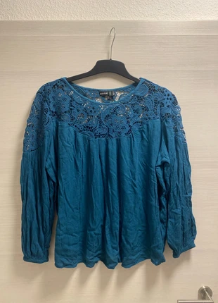 Bluse Gr. 46 Petrol, merk: Bodyflirt, staat: Heel goed, maat: XXXL / 46 / 18, € 4,50, € 5,43 inclusief Kopersbescherming