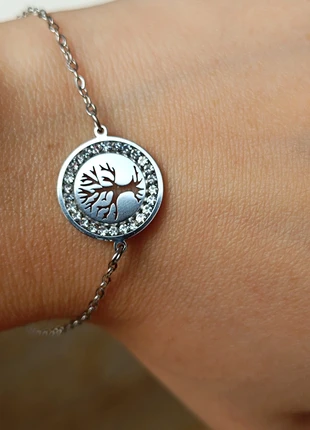 Gourmette arbre de vie avec strass en acier inoxydable couleur argent , marke: Boutique Parisienne, zustand: Sehr gut, 8,00 €, 9,10 € beinhaltet Vinted-Käuferschutz Pro