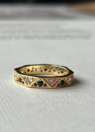 Gold Geometric Eternity Ring with Black & Clear Crystals, brand: ARKET, condition: New without tags, size: 16.5 mm / L½, £12.50, £13.83 includes Buyer Protection