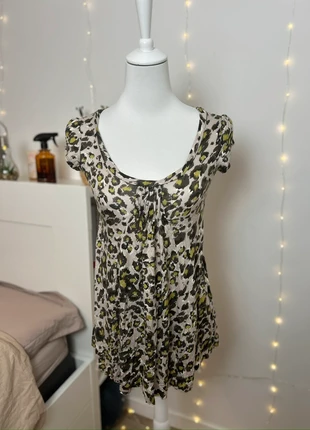 Tunique fluide Promod imprimé léopard vert & beige - taille M, merk: Vintage Dressing, staat: Heel goed, maat: M / 38 / 10, € 9,00, € 10,15 inclusief Kopersbescherming