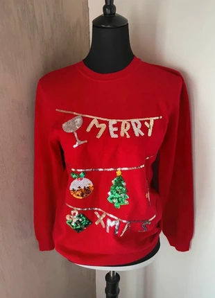 Red Christmas Sequin Sweater Merry Xmas – Size L – Festive / Ugly Christmas, marke: Noël, zustand: Sehr gut, größe: L / 40 / 12, 16,95 €, 18,50 € beinhaltet Vinted-Käuferschutz Pro