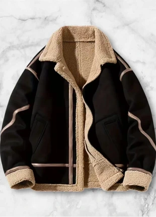 Veste aviateur marron doublée en moumoute polaire beige taille M style vintage Y2K streetwear, marque: y2k, état: Très bon état, taille: M, 75,00 €, 79,45 € Protection acheteurs (Pro) incluse