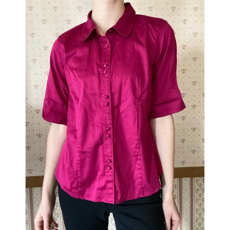 Pink button up blouse 1