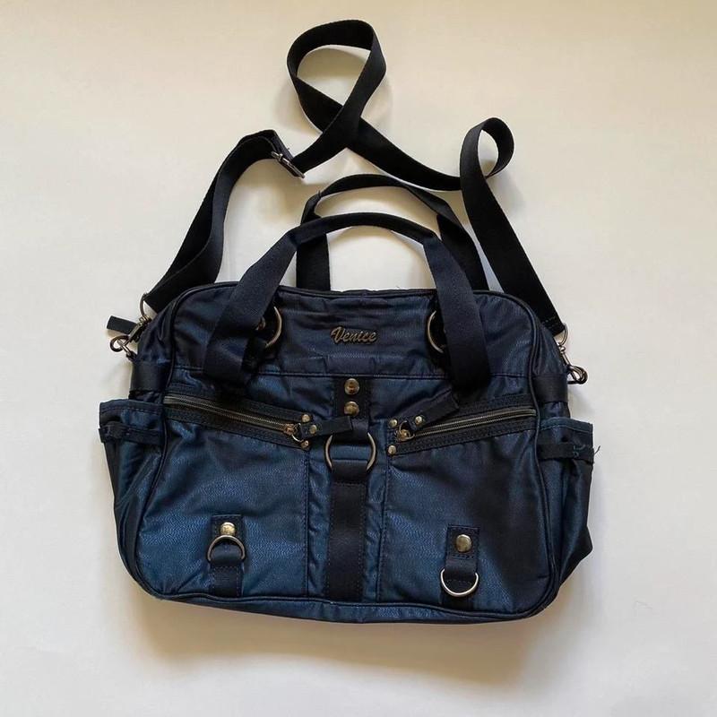 Vintažinis ( vintage shimmery blue cargo utility cyber punk purse/bag) mėlyna rankinė 5