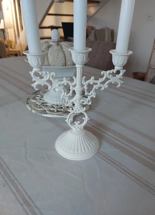 Joli bougeoir 3 branches, ancien, patiné blanc crème, brand: Fait Main, condition: Very good, €13.00, €14.35 includes Buyer Protection