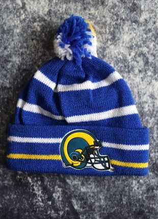 Vintage 90s Blue White & Yellow Stripy Los Angeles Rams Beanie Hat, brand: Logo 7, condition: New with tags, size: One size, £25.00, £26.95 includes Buyer Protection