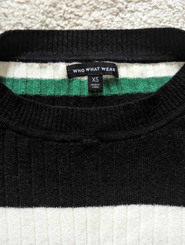 Who What Wear black white green sweater knit top XS 3