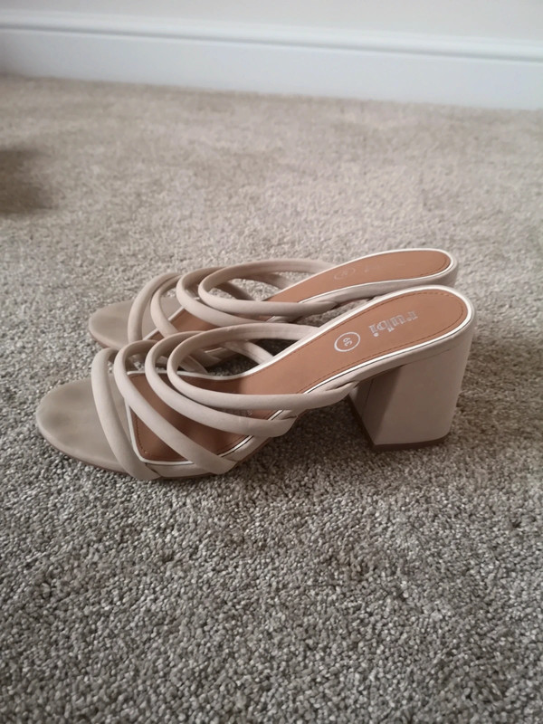 Nude strappy sales block heels