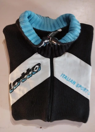 Veste zippée vintage Lotto, style sport italien, noir et bleu, col montant, marca: Lotto, estado: Satisfactorio, tamaño: L, 2,50 €, 3,33 € Protección al comprador incluida