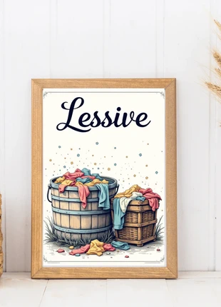 Cadre Art Déco Vintage Lessive - Lingerie - Buanderie - Salle de bain - Rétro, brand: Art Vintage, condition: New without tags, €13.00, €14.35 includes Buyer Protection Pro