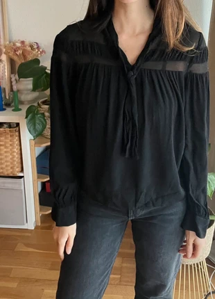 Chemisier noir plumetis, merk: Mango, staat: Heel goed, maat: XS / 34 / 6, € 8,00, € 9,10 inclusief Kopersbescherming