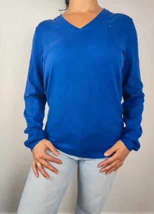 Pull Tommy Hilfiger femme – Taille L – bleu à col V chic #670, marke: Tommy Hilfiger, zustand: Sehr gut, größe: L / 40 / 12, 24,00 €, 25,90 € inklusive Vinted-Käuferschutz