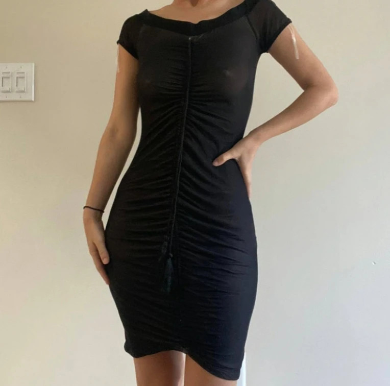 Black bodycon stretch dress brand new with tags / Deadstock 1