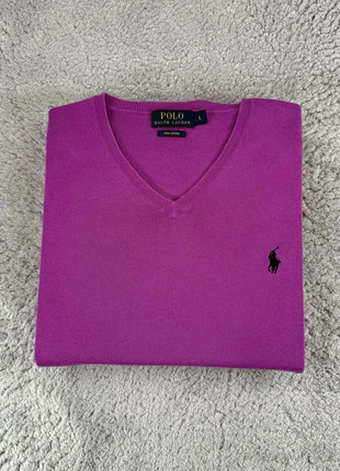 Pull Col V Polo Ralph Lauren Sweater coton pima | Violet fuchsia Logo Brodé | Taille L 00652, marque: Ralph Lauren, état: Très bon état, taille: L, 34,00 €, 36,40 € Protection acheteurs (Pro) incluse