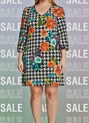 🌺abito di qualità con stampa pied de poule e motivo floreale, marque: Boutique Italiana, état: Très bon état, taille: M / 38 / 10, 20,00 €, 21,70 € Protection acheteurs incluse