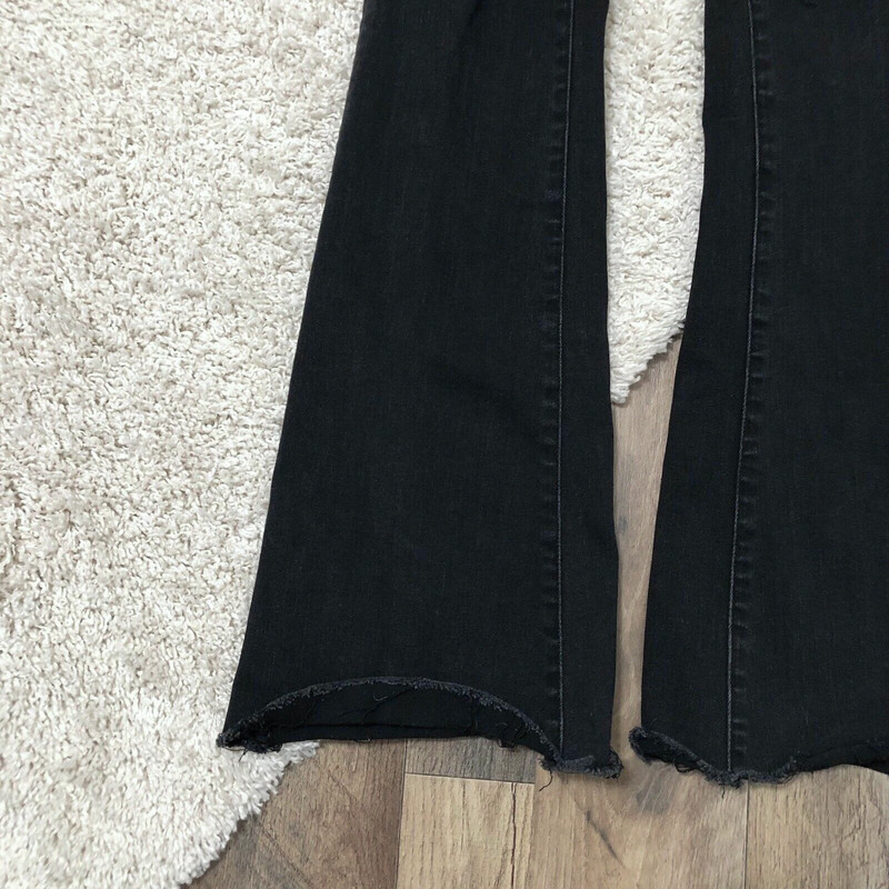 American Eagle Size 2 X-Long Black Distressed High Rise Slim Flare Jeans 2