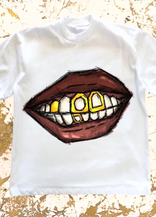 Grillz Hip hop white Tee-shirt Gold Teeth Sketch large size, brand: grillz, condition: New without tags, size: L, €23.75, €25.64 includes Buyer Protection
