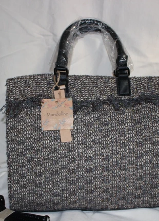 grand sac à main avec bandoulière en tweed et cuir synthétique Mandoline, brand: Mandoline, condizioni: Nuovo con cartellino, €35.00, €37.45 include la Protezione acquisti