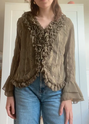 Chemisier vert froufrou volanté y2k, marca: y2k, estado: Nuevo sin etiquetas, tamaño: S / 36 / 8, 12,00 €, 13,30 € Protección al comprador incluida