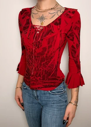 top rouge a motif🇫🇷, brand: Vintage Dressing, condizioni: Ottime, taglia: S / IT 40 / EU 36, €7.50, €8.58 include la Protezione acquisti Pro