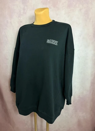 Sweat crewneck oversize coupe large Ganni noir logo brodé | Taille S / M, marque: Ganni, état: Très bon état, taille: S / 36 / 8, 55,00 €, 58,45 € Protection acheteurs incluse