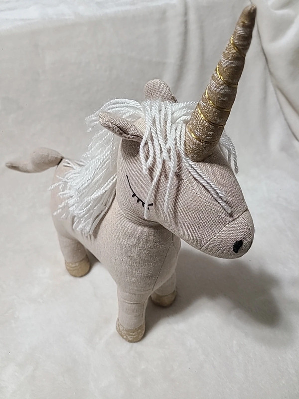 Pillowfort Beige Unicorn with Gold Hoofs And Horn  Size- 12x 15 2