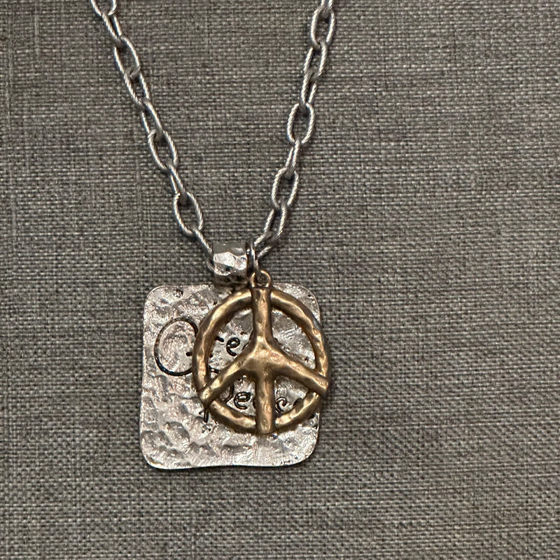 Peace double pendant long necklace 2