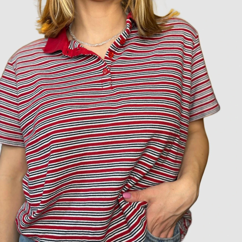 red & black striped 90s style polo grunge top! 1