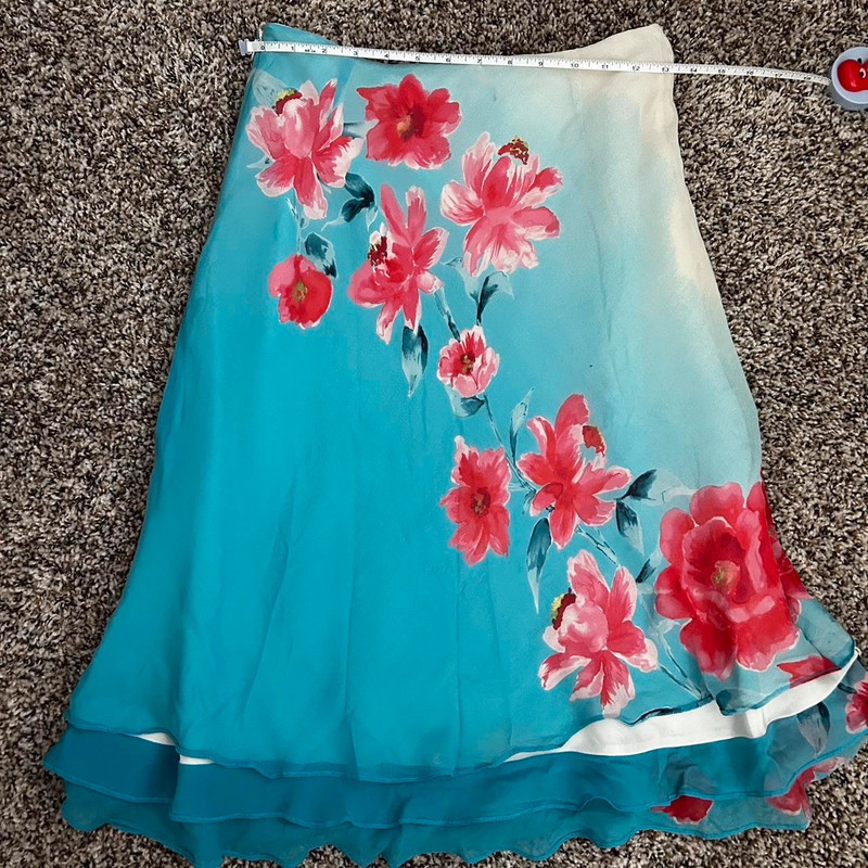 Watercolor layered midi skirt Ann Taylor 1