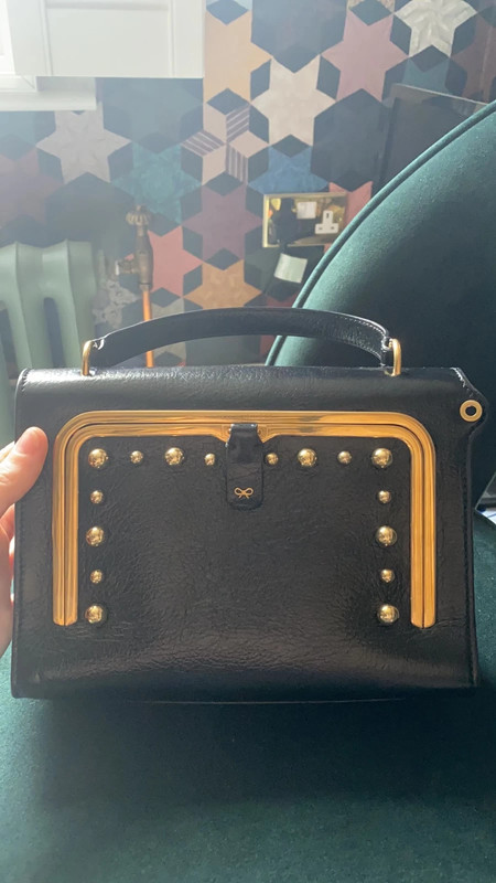 Anya Hindmarch small postbox bag In black capra leather no strap