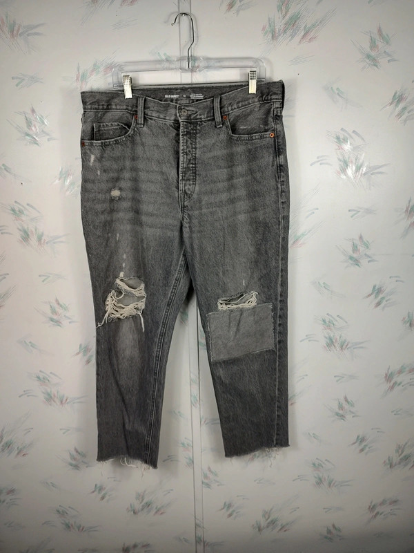 Old Navy Sky-Hi Straight Jeans Gray 1