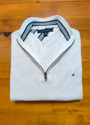 Pull Tommy Hilfiger - 1/4 Zip Half Zip - Col camionneur - Blanc - Taille XL, marca: Tommy Hilfiger, estado: Muy bueno, tamaño: XL, 34,99 €, 37,44 € Protección al comprador incluida
