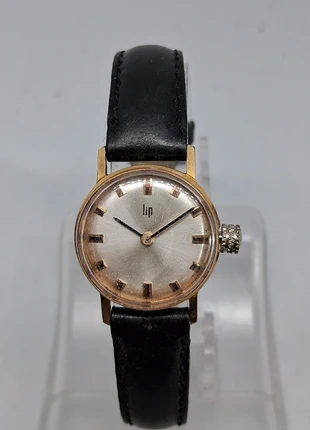 Montre vintage lip dames mécanique dorée bracelet cuir, merk: LIP, staat: Heel goed, maat: Tot 30 mm, € 30,00, € 32,20 inclusief Kopersbescherming Pro