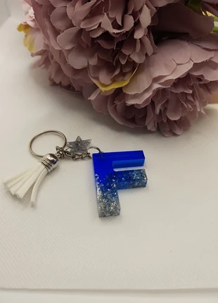 Blue Resin & Silver Foils 'F' Keyring, brand: Roses Of Resin, condition: Very good, £3.50, £4.38 includes Buyer Protection Pro