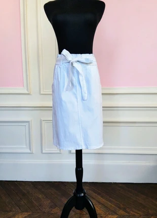 Jupe blanche ceinturée T S/M coupe droite élégante, idéale été ou bureau, brand: sansnom., condition: Very good, size: S / 36 / 8, €5.00, €5.95 includes Buyer Protection