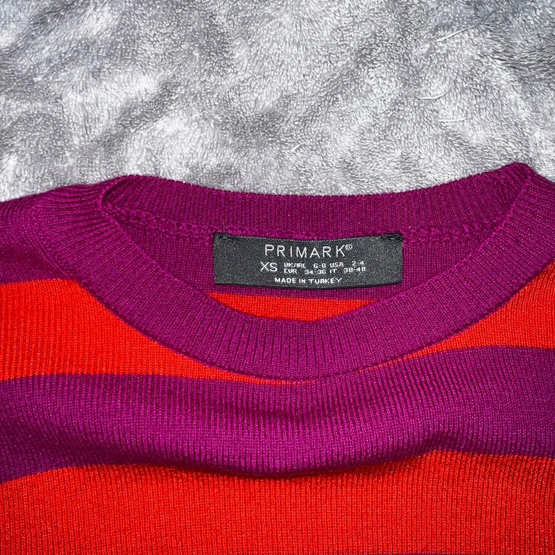 Primark xs pink and orange striped cropped sweater 2