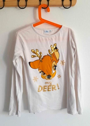 Tee-shirt Noël Bambi manches longues 10 ans, merk: Disney, staat: Goed, maat: 10 jaar / 140 cm, € 1,99, € 2,79 inclusief Kopersbescherming