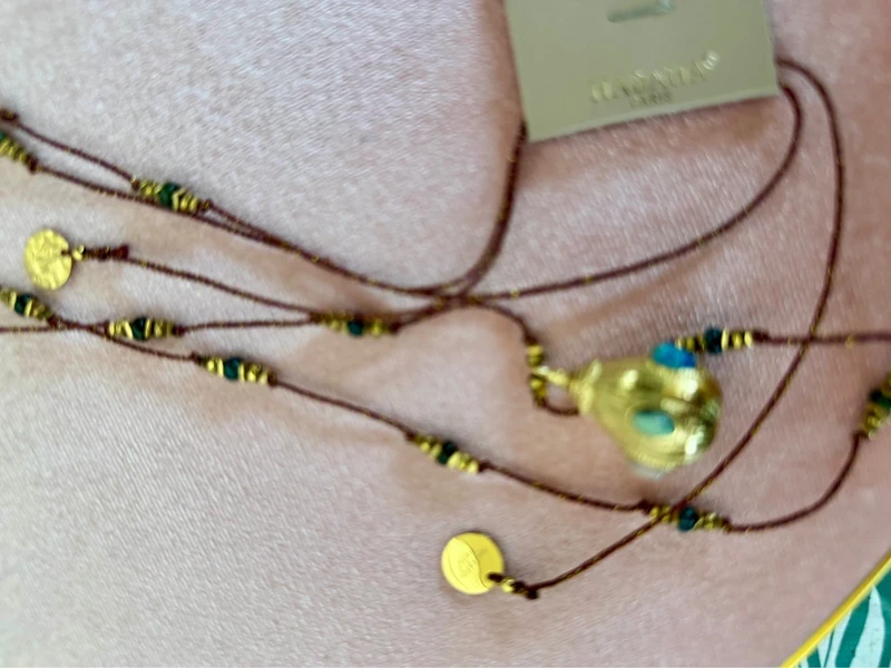 Long sautoir habaha Paris fils ressens grigri pierre naturelles acier inoxydable or - photo numéro 12