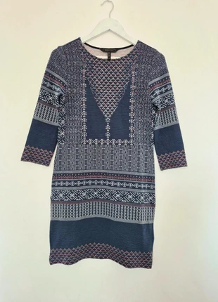 Robe BcbgMaxazria Bleue - Motifs Ethniques - Manches 3/4 - Taille XXS Femme, merk: BCBGMAXAZRIA, staat: Heel goed, maat: XXS / 32 / 4, € 7,99, € 9,09 inclusief Kopersbescherming