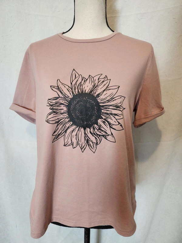Shein Large Sunflower T-Shirt Short Sleeve 1