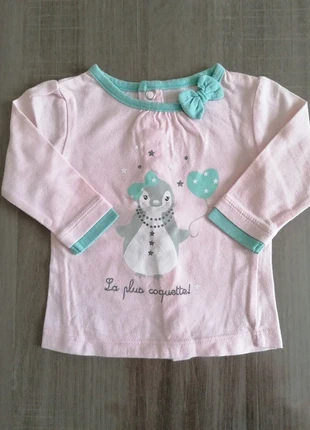 T Shirt manches longues pingouin Kimbaloo 1 mois, brand: Kimbaloo, condizioni: Buone, taglia: 1-3 mesi / 56 cm, €1.00, €1.75 include la Protezione acquisti