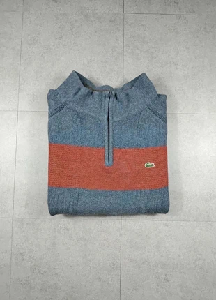 Pull - Bleu Rouge Gris - Lacoste - 1/4 Zip Col Camionneur - 100% Laine - Taille 4 M #5, merk: Lacoste, staat: Heel goed, maat: M, € 40,00, € 42,70 inclusief Kopersbescherming
