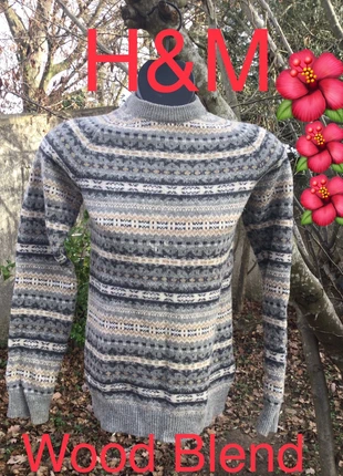Pull Rayé Laine H&M Wood Blend, marca: H&M, estado: Bom, tamanho: XS / 34 / 6, €6.80, €7.84 inclui Proteção do Comprador
