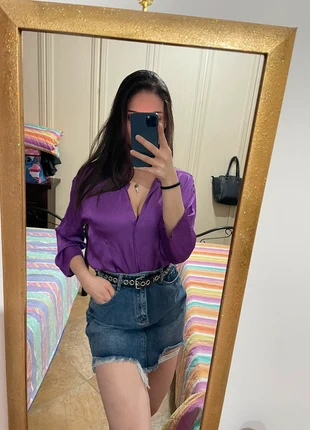 Camicia viola effetto lucido, zustand: Sehr gut, größe: M / 38 / 10, 3,00 €, 3,85 € inklusive Vinted-Käuferschutz