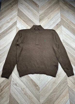 Pull 1/4 zip Ralph Lauren - old money - col camionneur - uni marron - logo brodé vert, marque: Ralph Lauren, état: Très bon état, taille: M, 49,00 €, 52,15 € Protection acheteurs (Pro) incluse